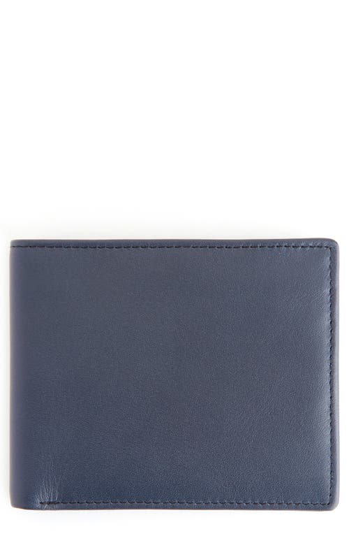 Royce New York Rfid Leather Bifold Wallet In Navy Blue/burnt Orange