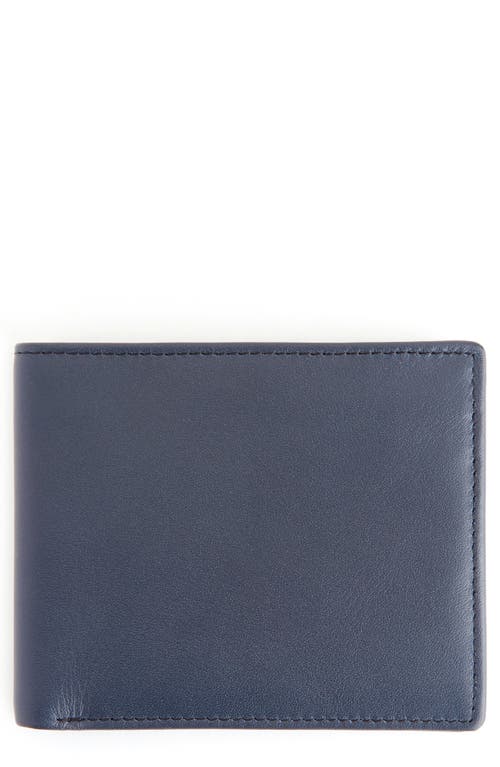 ROYCE New York RFID Leather Bifold Wallet in Navy Blue /Burnt Orange at Nordstrom