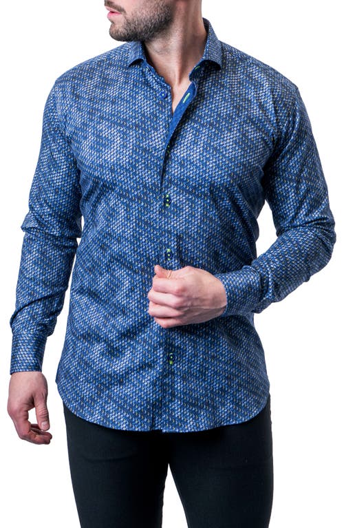 Maceoo Einstein Ripples Blue Contemporary Fit Button-Up Shirt at Nordstrom,