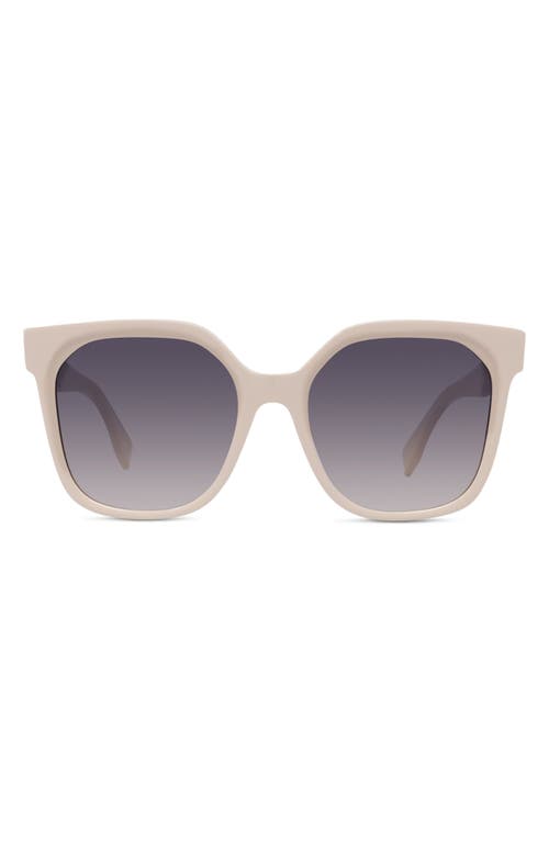 The Fendi Lettering 55mm Geometric Sunglasses in Shiny Beige /Gradient Blue