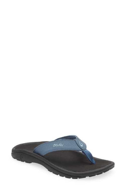 Olukai Ohana Flip Flop In Vintage Blue/black