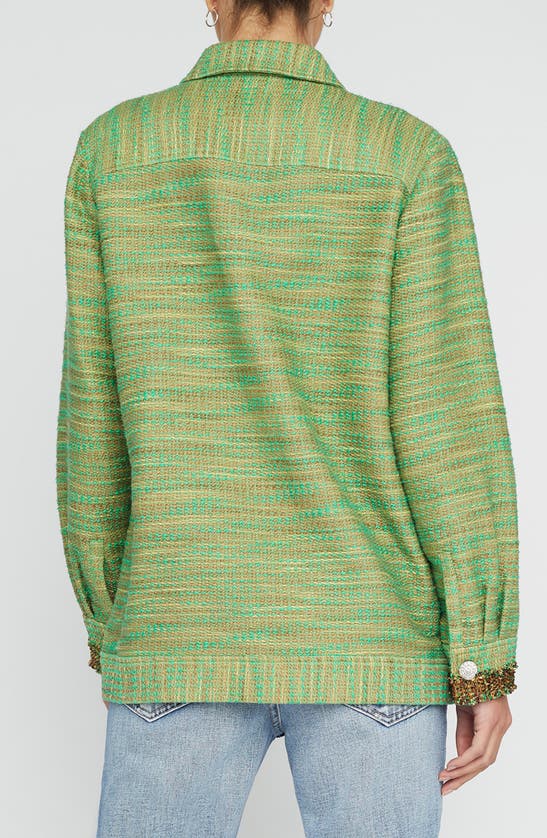 Shop L Agence L'agence Jeanine Cotton Blend Tweed Shirt Jacket In Fern Multi Tweed