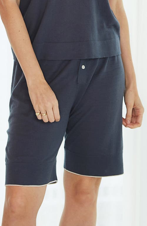 Oyun Tie Waist Sleep Shorts In Cadet