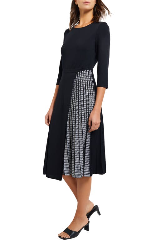 Shop Misook Contrast Panel Knit Dress In Black/white