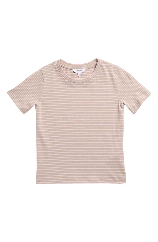 Shop Reiss Kids' Bois Jr. Stripe Cotton T-shirt In Oatmeal/ White