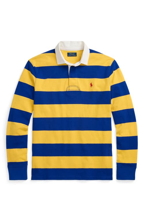 Shop Polo Ralph Lauren Stripe Cotton Rugby Shirt In Arctic Yellow/classic Azure