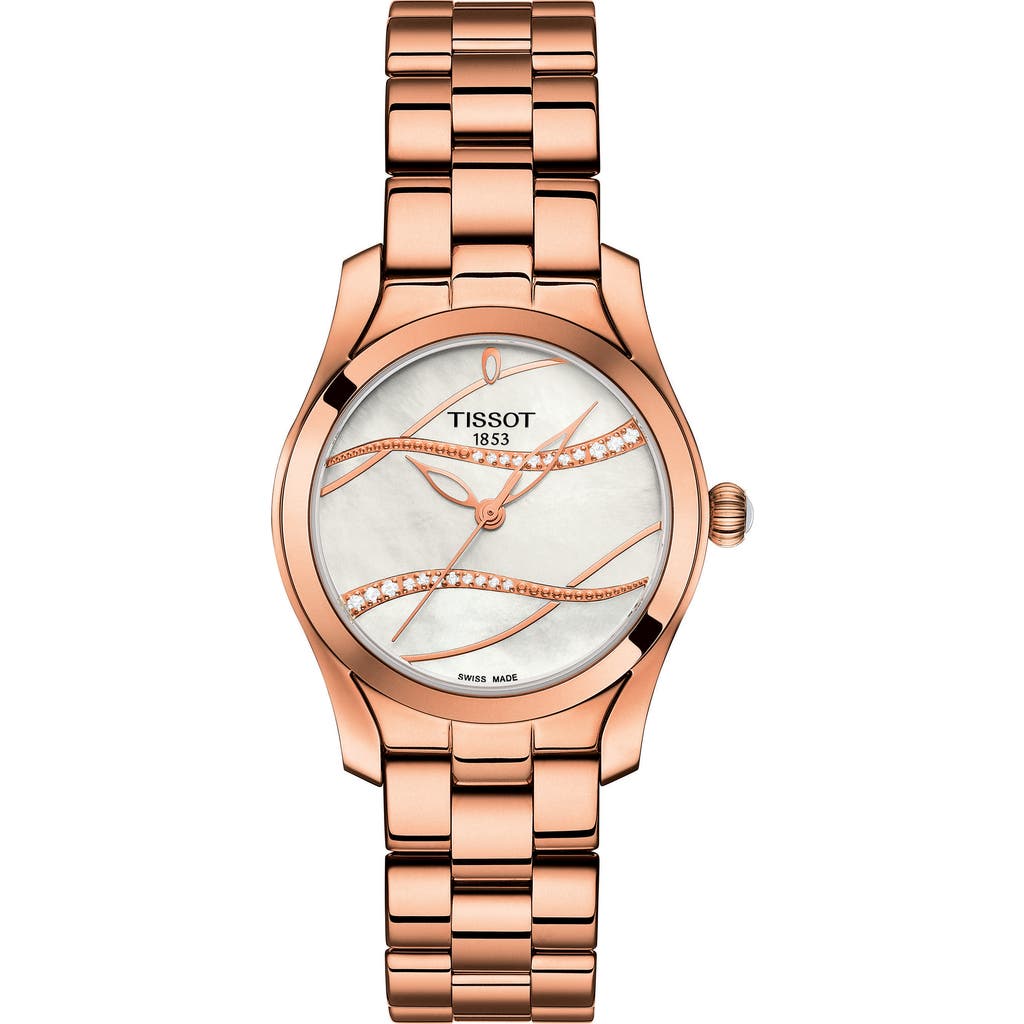 Tissot T-wave Bracelet Watch, 30mm In Rose Gold/mop/rose Gold