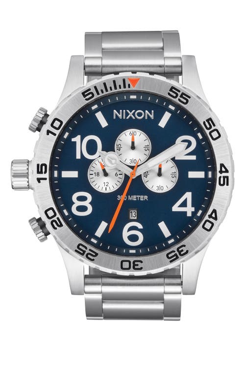 Shop Nixon 51-30 Chronograph Bracelet Watch, 51mm In Silver/midnight