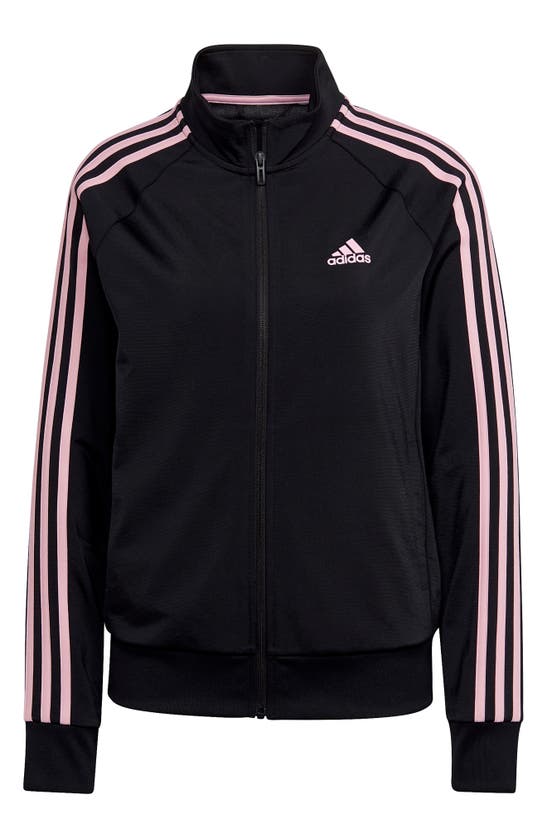 Adidas Originals Warm-up Tricot Slim 3-stripes Track Jacket In Black/ True Pink