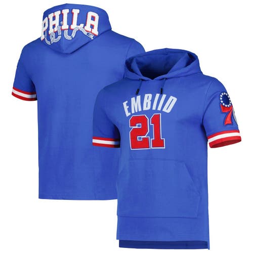 Men's Pro Standard Joel Embiid Royal Philadelphia 76ers Name & Number Short Sleeve Pullover Hoodie