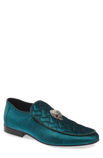 Shop Kurt Geiger London Hugh Eagle Herringbone Loafer In Turquoise/aqua