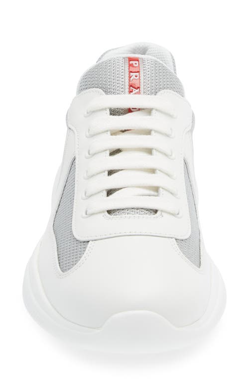 Shop Prada America's Cup Sneaker In White/silver