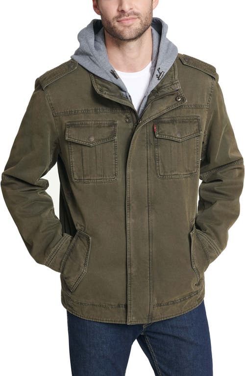 Shop Levi's Levis Detachable Hood Utility Jacket In Olive