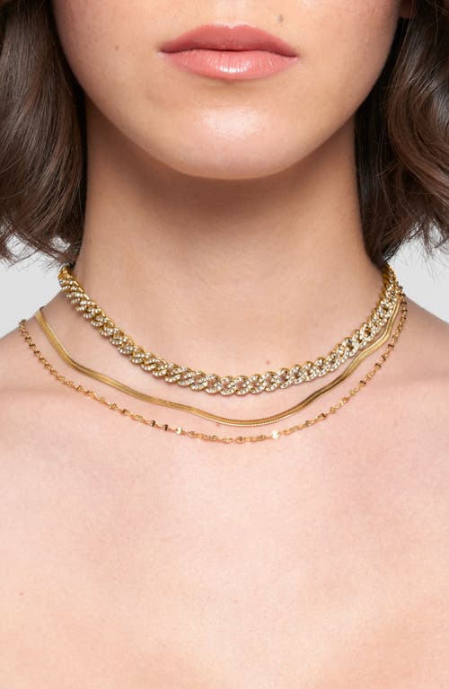 Adornia Set Of 3 Mixed Chain Necklaces In Gold