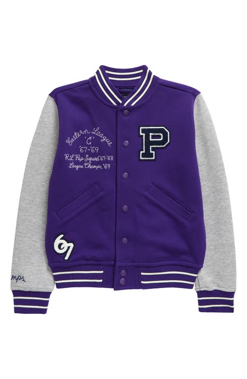 Shop Polo Ralph Lauren Kids' Stadium Bomber Jacket In Opulent Purple