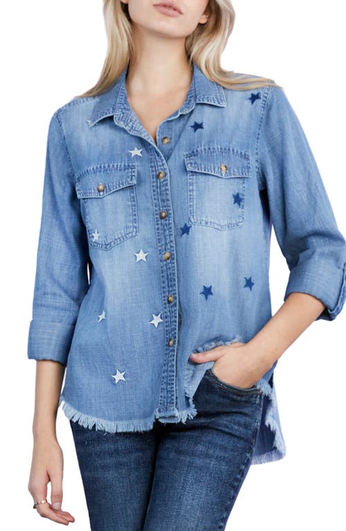 Billy T Embroidered Star Denim Button-up Shirt In Denim