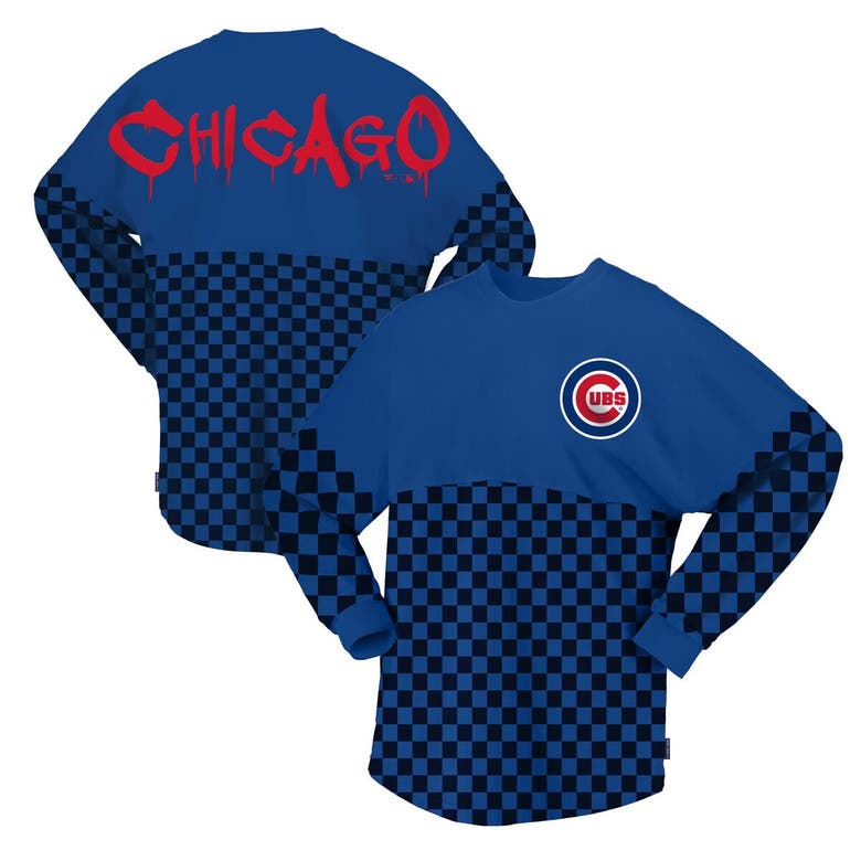 Shop Fanatics Branded Royal Chicago Cubs Checker Print Long Sleeve T-shirt