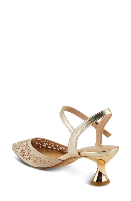 Azura By Spring Step Delicate Ankle Strap Pointed Toe Pump In Soft Gold