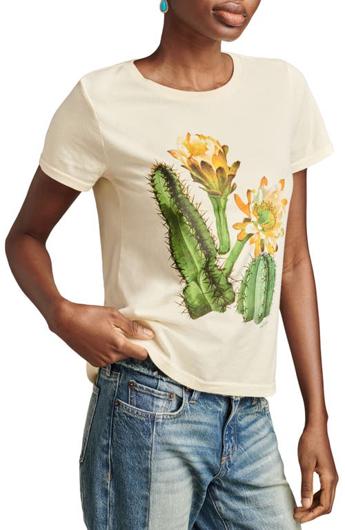 Shop Lucky Brand Watercolor Cactus Graphic T-shirt In Cloud Cream