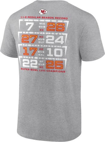 FANATICS Men's Fanatics Branded Heather Gray Kansas City Chiefs Super Bowl  LVIII Champions Counting Point Score Big & Tall T-Shirt