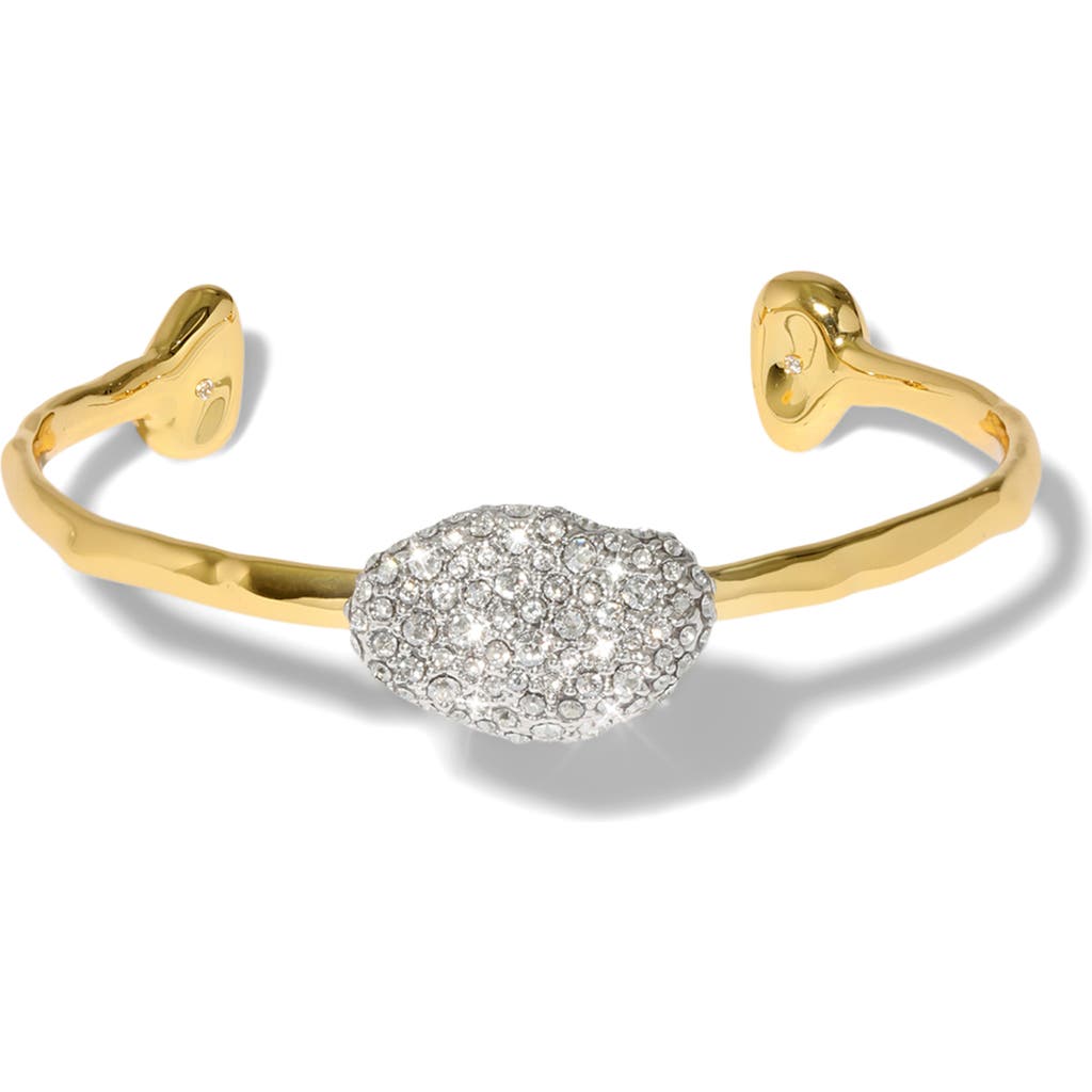 Alexis Bittar Solanales Crystal Pebble Skinny Cuff Bracelet In Gold/crystals