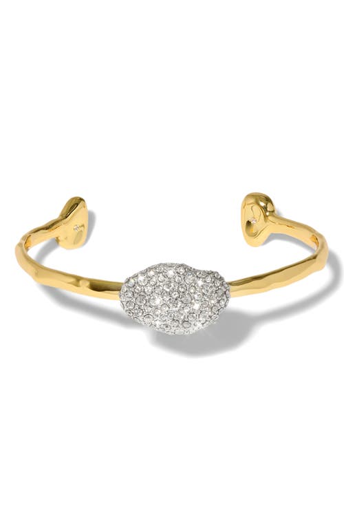 Solanales Crystal Pebble Skinny Cuff Bracelet in Gold/Crystals