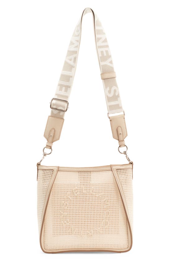 Shop Stella Mccartney Mini Faux Leather Mesh Crossbody Bag In Magnolia