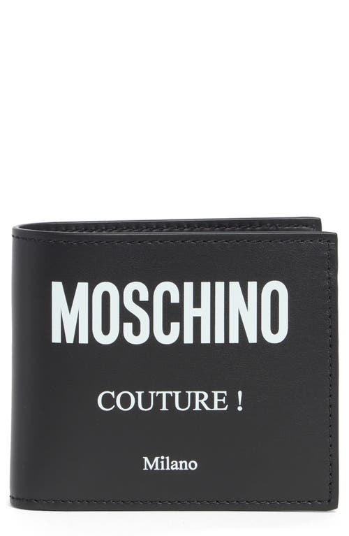 Shop Moschino Leather Bifold Wallet In Black Print