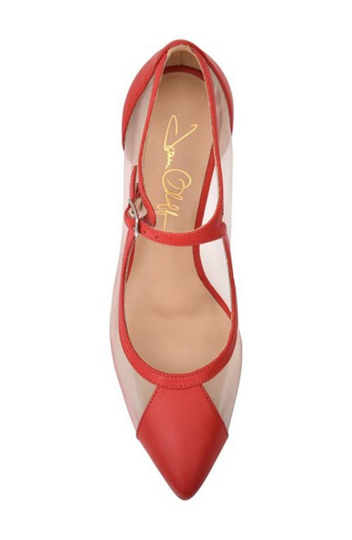 Joan Oloff Rebecca Mesh Pump In Red Hot Lux Nappa/mesh