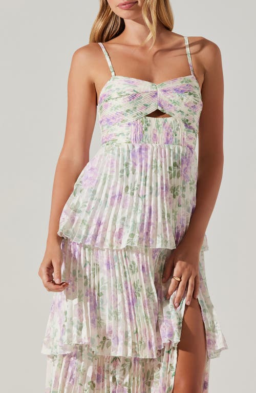 Shop Astr The Label Emmi Floral Print Ruffle Dress In Purple Floral Mesh