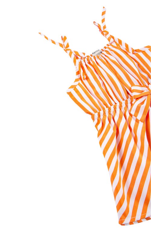 Shop Habitual Kids Stripe Gathered Romper In Orange