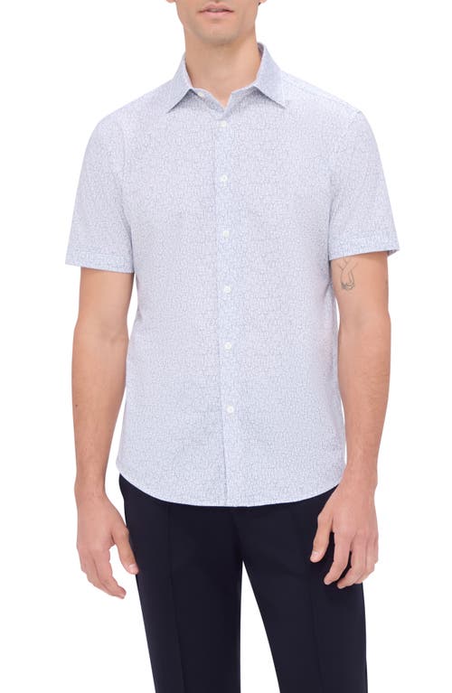 Shop Bugatchi Miles Ooohcotton® Barware Print Short Sleeve Button-up Shirt In White