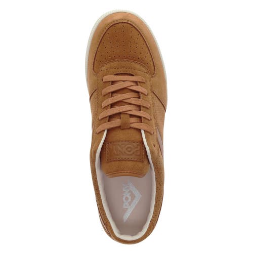 Pony Mens Linebacker Lux Genuine Leather And Suede Premium Lace Up Athletic Sneaker Shoe In Tan/off White