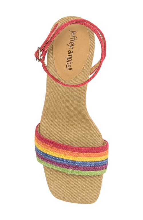 Shop Jeffrey Campbell On-board Rainbow Espadrille Wedge Sandal In Bright Multi