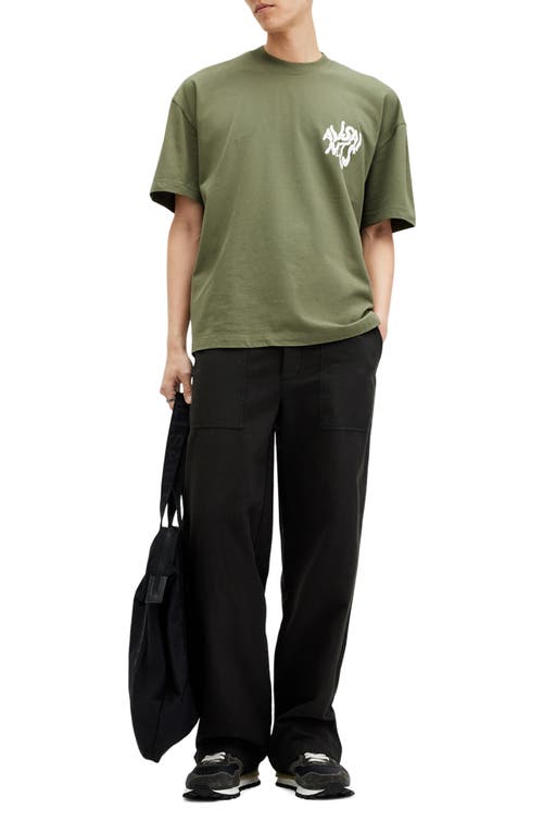 Shop Allsaints Orlando Logo Oversize Graphic T-shirt In Fleur Green