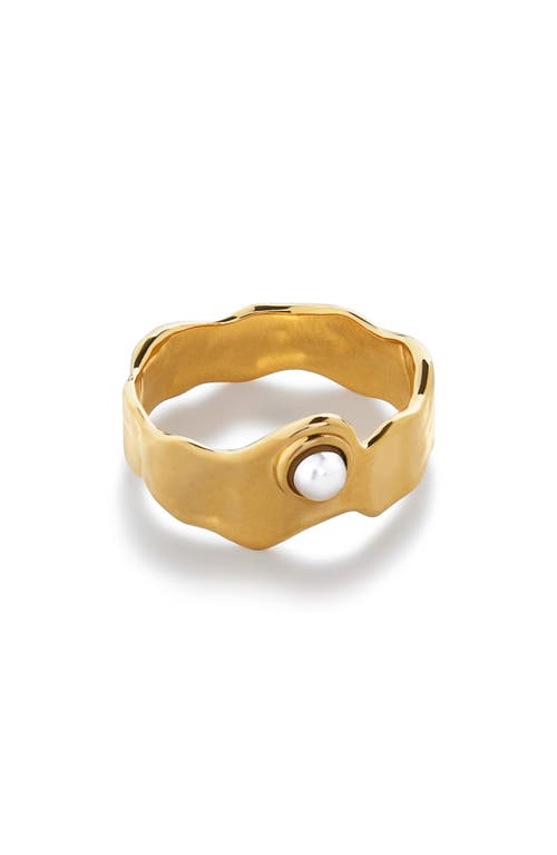 Monica Vinader Capri Freshwater Pearl Stacking Ring In 18ct Gold Vermeil / Pearl