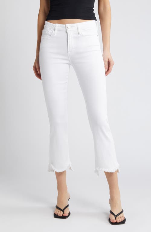 Le Crop Mini Bootcut Fray Step Hem Jeans in Blanc