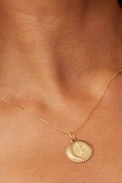 Oradina 14k Yellow Gold Goodnight Moon Medallion Pendant Charm In Yellow Gold