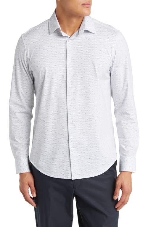 Bugatchi James OoohCotton Geometric Print Stretch Cotton Button-Up Shirt Chalk at Nordstrom,