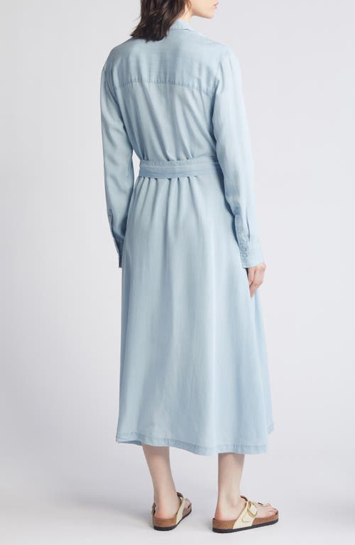 Shop Caslonr Caslon(r) Long Sleeve Belted Chambray Midi Shirtdress In Light Wash