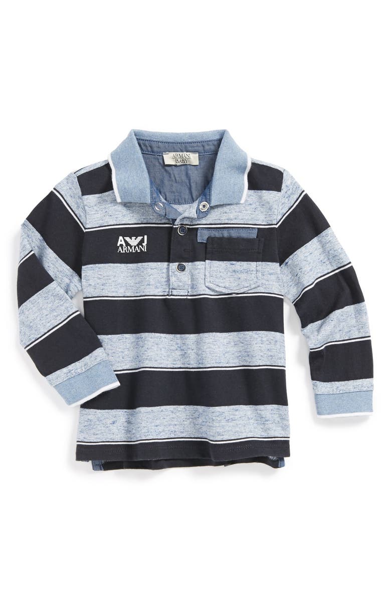Armani Junior Stripe Long Sleeve Polo Shirt (Baby Boys) | Nordstrom