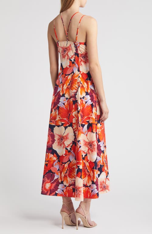 Shop Lulus Boldest Blooms Strappy Gown In Navy Blue Multi Floral