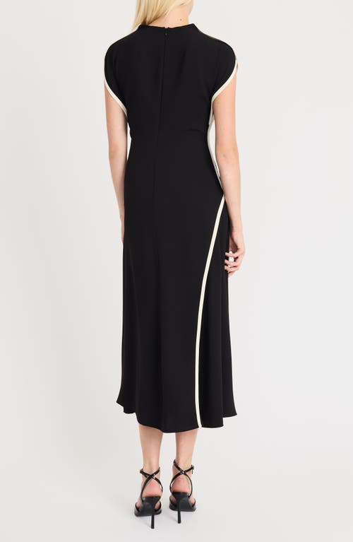 Shop Luxely Drape Contrast Trim Dress In Meteorite