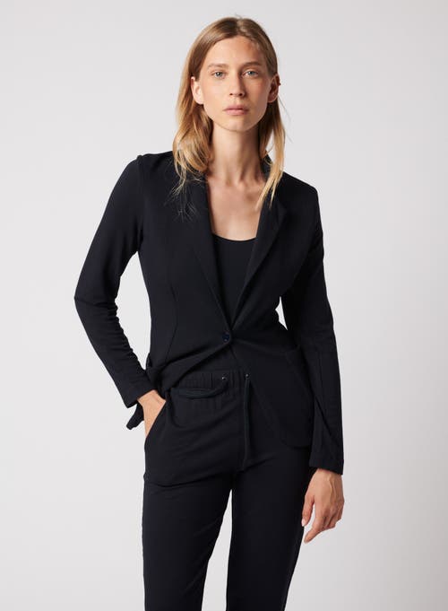 Shop Majestic Filatures French Terry Brushed Fleece One-button Blazer In Noir