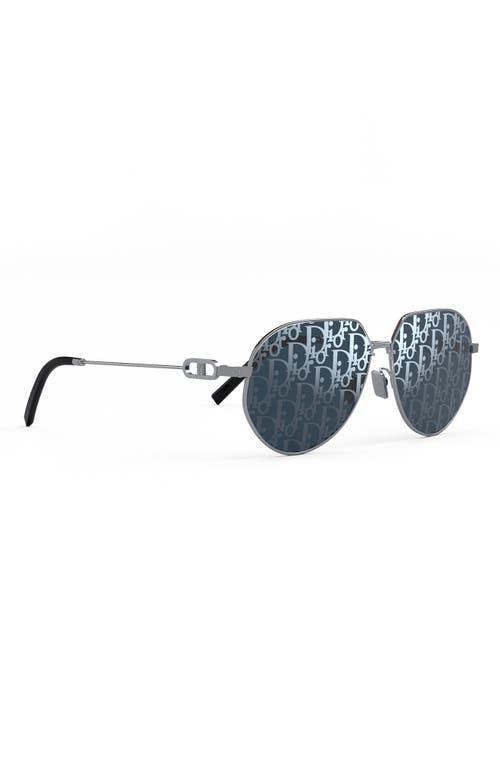 Shop Dior Christian   Oblique Cd Link 61mm Sunglasses In Shiny Palladium/blue