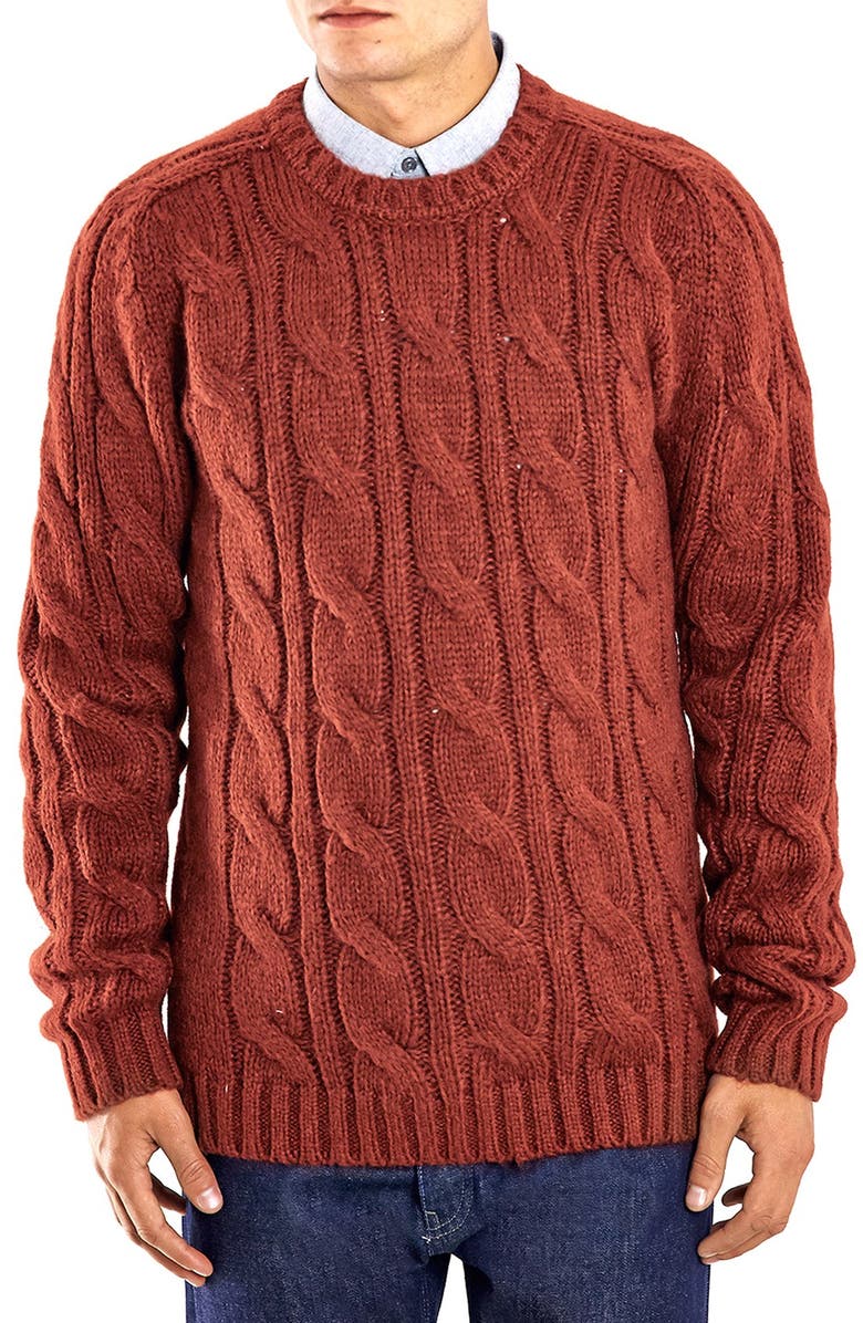 Topman Heavyweight Cable Knit Crewneck Sweater Nordstrom