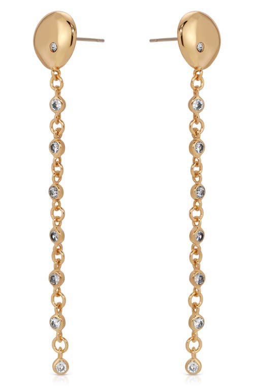 Ettika Polished Pebble Linear Crystal Chain Drop Earrings In Gold