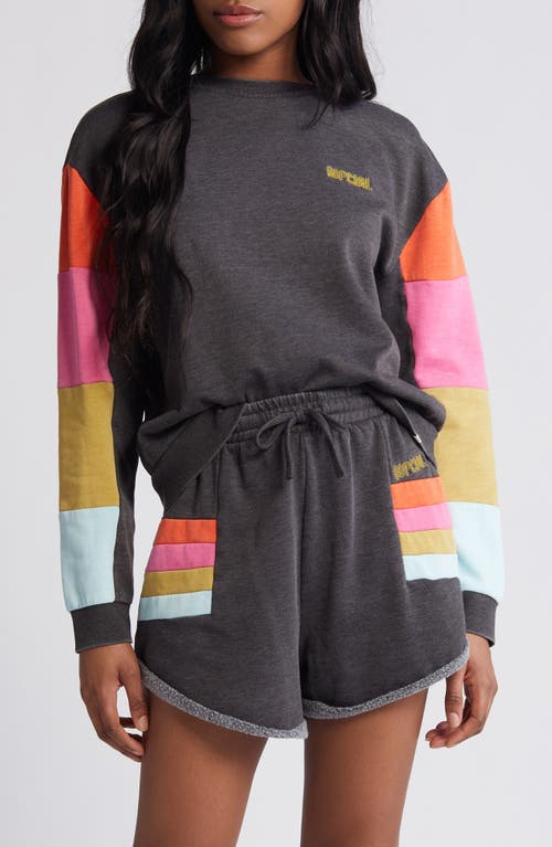 Surf Revival Cut & Sew Fleece Sweatshirt in Washed Black