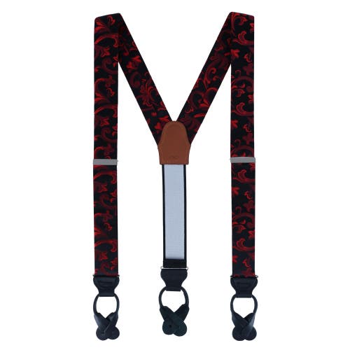 Trafalgar Christian The Romantic Brocade Silk Button End Suspenders In Red