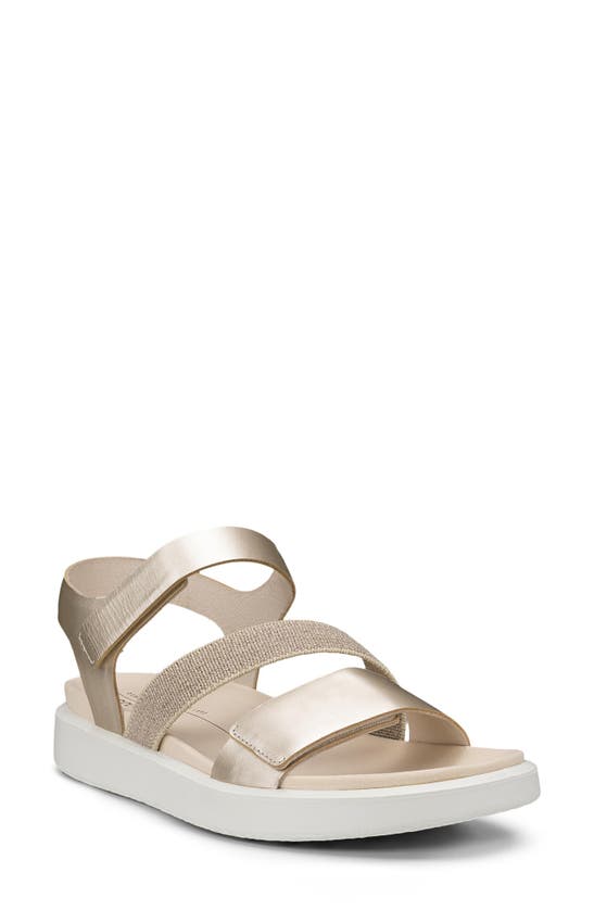 Ecco Flowt 2 Band Sandal In Pure White Gold